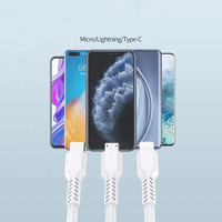 Kabel Data Transfer Pengisian Cepat USB C Maks 2.4A Tipe C Port Micro USB Kabel Data Ponsel