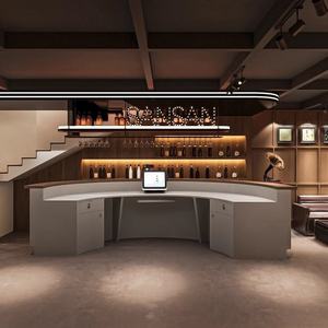 طاولة بار خشبية حديثة مستديرة للاستقبال في المنزل والفنادق والمراكز التجارية وخدمات الطعام - يموتانغ - Product Image 5