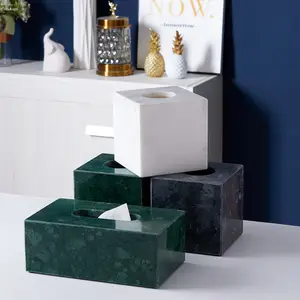 Bán Buôn Trang Trí Hiện Đại 13.5*13.5*13.5 Cm Vuông Bằng Đá Cẩm Thạch Trắng Mô Khăn Ăn Hộp Chủ Cho Bảng - Product Image 1