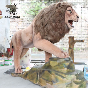 Gerçekçi aslan kükreyen eğlence parkı gerçekçi modeli Animatronic aslan ekipmanları - Product Image 4