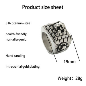 Men's <b>Titanium</b> Steel Skull <b>Ring</b> Silver Cross Design Punk Style Fashion Jewelry Gift - Product Image 5