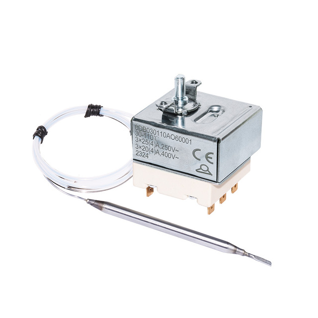JPCI Model 8D Thermostat French Design 3x25A Triple-pole Double Throw Stainless Steel Manual Temperature Controller Auto Reset