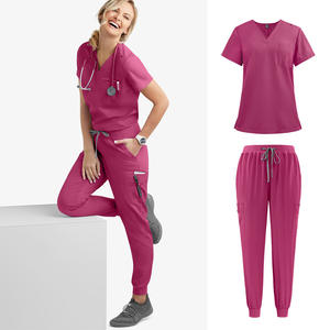 Spandex enfermería Scrub uniforme conjunto mujeres hombres Hospital salón médico uniforme antiarrugas personalizado al por mayor 94/6 TS - Product Image 1