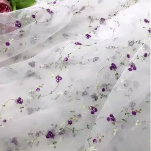 Beautiful 3D Floral Lace Organza Applique Embroidery Rose Gauze Fabric Wedding Dress Lace Fabric