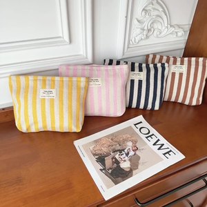 Bolsa con cremallera <span class=keywords><strong>de</strong></span> lona teñida <span class=keywords><strong>de</strong></span> hilo a rayas con etiqueta personalizada, bolsas <span class=keywords><strong>de</strong></span> cosméticos, bolsa organizadora <span class=keywords><strong>de</strong></span> <span class=keywords><strong>maquillaje</strong></span> <span class=keywords><strong>de</strong></span> viaje <span class=keywords><strong>para</strong></span> <span class=keywords><strong>niñas</strong></span> - Product Image 2