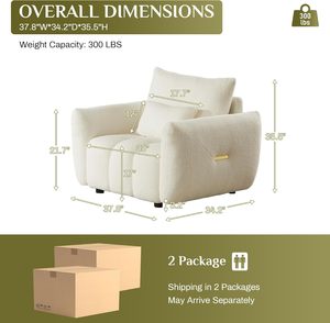 Divano da divano singolo moderno con seduta profonda, comodo, poltrona con cuscino di grandi dimensioni - Product Image 2
