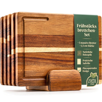 Ensemble de planches à découper pour le petit-déjeuner de qualité alimentaire FSC avec support, petite planche à découper en bois d'acacia, planche à découper de cuisine lisse et antibactérienne