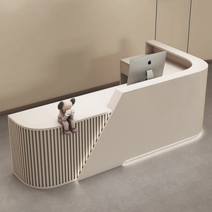 Bureau de réception commercial élégant et moderne en marbre haut de gamme avec éclairage LED pour salon de beauté, salon de thé et comptoir de bar - Product Image 3