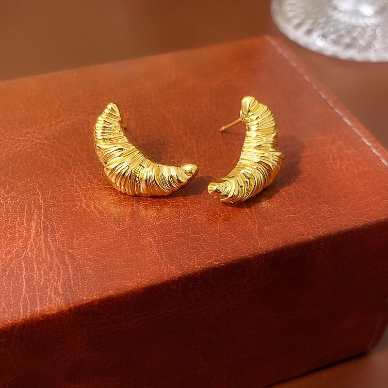 13 # or rayé lune boucles d'oreilles