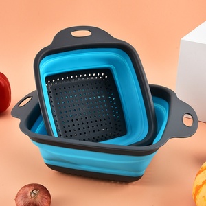 2 Pack Collapsible Colander Set Foldable Collapsible Strainers for Kitchen Square Colander Kitchen Strainer <b>Baskets</b> - Product Image 4