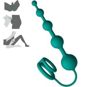 ペニスリング付きアナルビーズバットプラグ柔軟なシリコン前立腺マッサージャー段階的デザインGスポット刺激カップルプレイ - Product Image 1