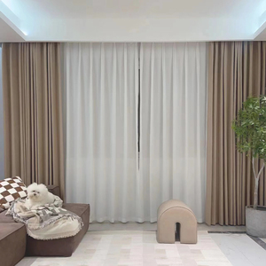 Proveedor de fábrica Color crema Jacquard Chenille Herringbone cortinas modernas gruesas cortinas opacas completas para sala de estar dormitorio - Product Image 3