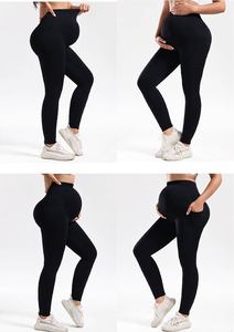 Leggings de <span class=keywords><strong>Yoga</strong></span> <span class=keywords><strong>para</strong></span> Mujeres <span class=keywords><strong>Embarazadas</strong></span>, Cintura Alta, Ajustados, con Bolsillos Laterales Dobles, Antibacterianos, de Spandex/Nylon, con Soporte <span class=keywords><strong>para</strong></span> el Vientre y Levantamiento de Cadera - Product Image 2