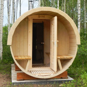 ساونا كهربائية فاخرة من خشب الأرز الأحمر لخارج المنزل لشعبين جدار أمامي زجاجي كامل تحكم ذكي بالواي فاي لعلاج سبا الفناء الخلفي - Product Image 3