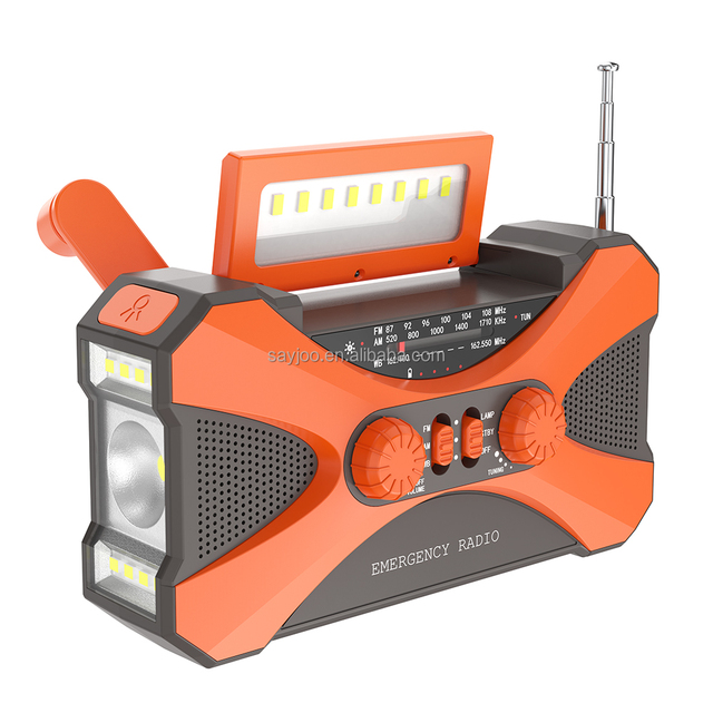 10000mah Emergency Power Bank Solar Hand Crank LED Flashlight Portable NOAA Weather Radio
