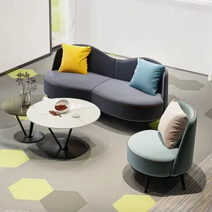 Küçük kanepe açık mavi kombinasyonu modern dalga şekilli yaratıcı tasarım seti ev ofis otel lobisinde ofis mobilyaları