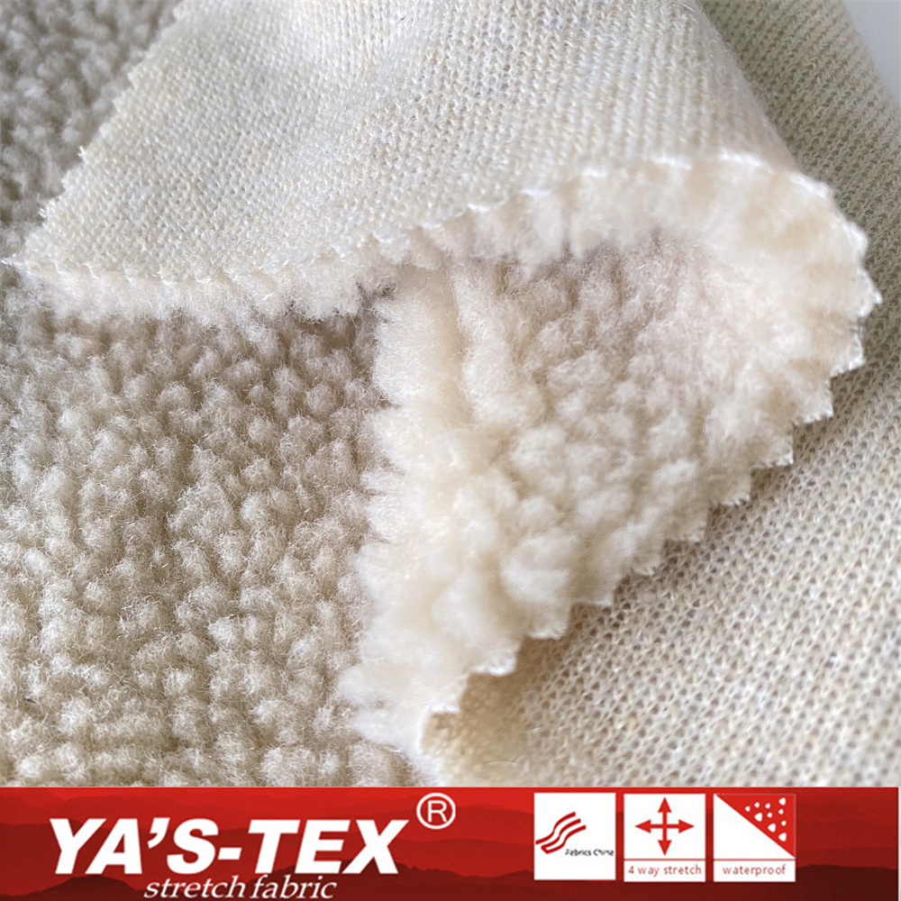 Recycled Lambs Wool Fabric Polyester Spandex Lambs Wool Fabric Stretch Keep Warm Sustainable for Garment