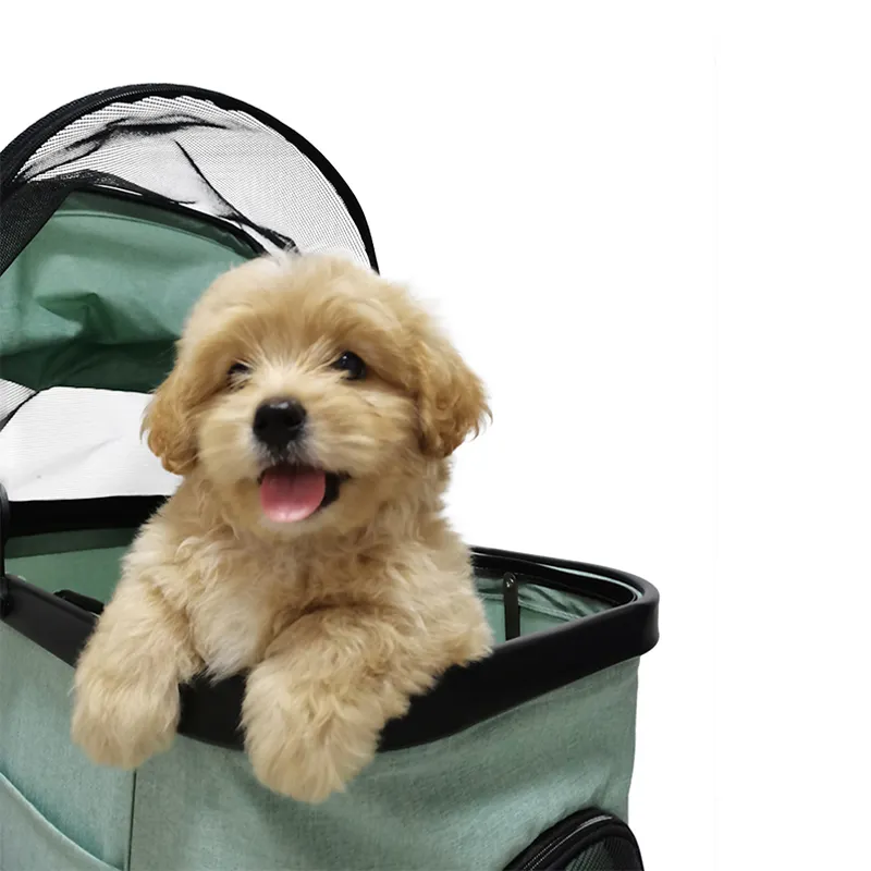 Stroller Anjing Ganda 4 Roda Portabel, Stroller Hewan Peliharaan Anjing Kecil, Kereta Bayi Ringan untuk Dijual