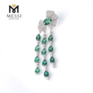Messi Jewelry butterfly Knot <strong>Drop</strong> <strong>Earring</strong> With Tear Shape <strong>Emerald</strong> Tassel <strong>Earring</strong> Woman Luxury Wedding <strong>Emerald</strong> Jewelry - Product Image 3