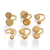 Verstellbare Edelstahl-Doppelringfassungen, blanko, für Cabochons, zur Schmuckherstellung, DIY, für Fingerringe