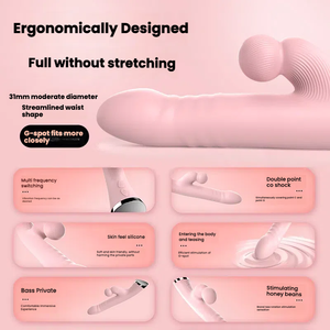Cass Woman's Dual-Vibrator Bunny Dildo Masturbator met 10 frequenties & 5 snelheden voor <span class=keywords><strong>vagina</strong></span>, anaal, oraal en borst seks. - Product Image 6