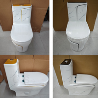 OVS-Cuvette de toilette moderne avec accents dorés 1,28GPF, texture de marbre nano, autonettoyante, une pièce, comode, pour le Canada