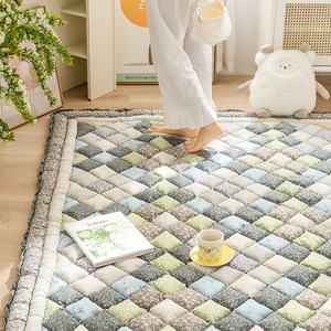 Tapis en coton pour la maison, adapté aux chambres, couverture complète, tapis rectangulaire pour tables basses, tapis antidérapant, tapis tatami - Product Image 3
