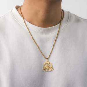 Collar de Mujer con Símbolo de Espiral Triple Myshape, Nudo de Bruja, Triángulo, Amuleto de <span class=keywords><strong>Buena</strong></span> <span class=keywords><strong>Suerte</strong></span> Celta, Joyería de Brujería de Acero Inoxidable - Product Image 6