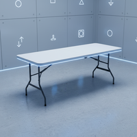 Table pliante d'extérieur 6 pieds (180 cm) de long, design moderne, structure en plastique et en fer