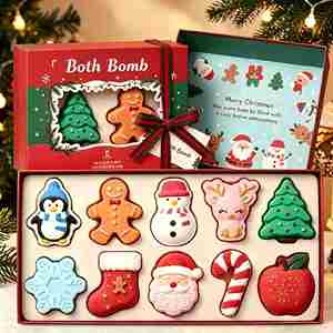 Coffret Cadeau de Boules de Bain Aromathérapeutiques Artisanales aux Huiles Essentielles, Bombes de Bain Effervescentes pour les Fêtes de Noël - Product Image 2