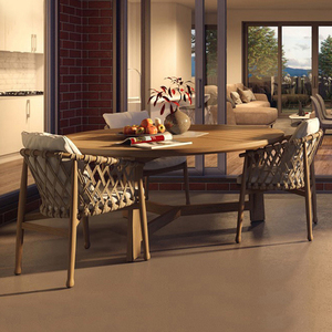 Vente directe d'usine Table et chaise de jardin et cour en plein air Ensemble table et chaises en bois de teck massif avec terrasse Villa - Product Image 1