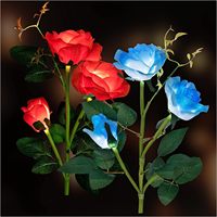 Lampes solaires LED d'extérieur en forme de rose, blanc chaud, acier inoxydable, étanches IP44 pour cour, pelouse et aménagement paysager