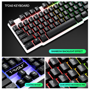 Hurricane Beast Bộ Combo chơi game 4 trong 1 Bàn phím chơi game có đèn nền RGB Bàn phím chơi game có dây USB + chuột + Miếng lót chuột + tai nghe - Product Image 3