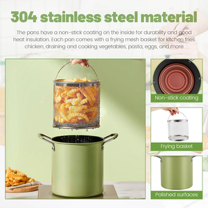 Small Deep Fryer <strong>Pot</strong> With Basket Mini Deep Oil Fryer Kitchen Gadgets for Home Tempura Chips Fries <strong>Fish</strong> Chicken 3L - Product Image 4
