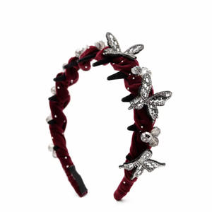 Serre-tête Ondulé Papillon pour Femme, Luxe, Scintillant, Strass, Perles, Cristaux, Barrettes Élégantes, Accessoires pour Cheveux - Product Image 3