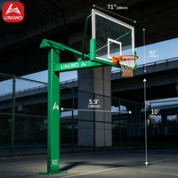 Système de basketball extérieur à structure encastrée de type direct, avec panier à cadre divisé, OEM ODM, structure galvanisée à chaud personnalisée