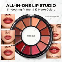 Palette de lèvres mate personnalisée à marque privée, base de maquillage pour les lèvres, fini velours mat, hautement pigmentée, végane, sans cruauté, nourrissante, cosmétique pour les lèvres