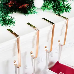 Vàng Kim Loại Thiết Kế Chống Trượt Giáng Sinh Stocking Chủ Móc Áo Móc Lò Sưởi J Style