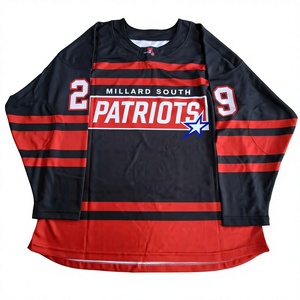 Maillot de hockey personnalisé sublimé de qualité supérieure Sibrin |   100 % polyester, nom/numéro d'équipe personnalisés, toutes tailles |   Col en V pour adultes, taille unique - Product Image 1