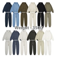 Automne 2025 marque de mode américaine hommes sweats à capuche et sweat ensembles couleur unie doublé polaire épaissi lâche loisirs Style décontracté