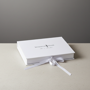 Luxury Custom Logo Recycled Cardboard Packaging Magnetic Box White Ribbon Closure White Flat Foldable Paper Gift Boxes
