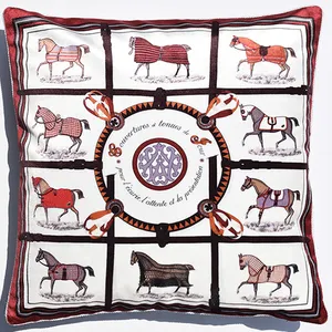Latest Design Thick Velvet 10 Horses Cushion Cover Sofa Throw Pillow Cases