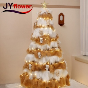 Arbre de Noël artificiel floqué blanc de qualité supérieure JY, taille moyenne, avec lumières LED multicolores personnalisées, fabriqué en usine - Product Image 2