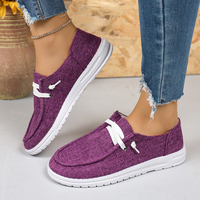Chaussures décontractées en toile pour femmes, mocassins à enfiler, semelle plate, décor en dentelle, chaussures de marche confortables, multicolores