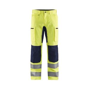 BLAKLADER - 158518113389C156 Pantalón Hi-Vis con elástico Amarillo/Azul marino-EAN 7330509702468 ROPA DE TRABAJO DE LA HI-VIS - Product Image 1
