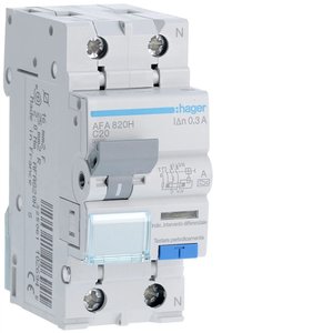 Hager Afa820h RCBO 1P+N C20A Tipo A 300mA 4500A per Protezione Elettrica - Product Image 1