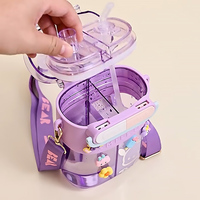 Bouteille d'eau sportive portable 2-en-1 grande capacité avec double compartiment anti-fuite en plastique pour enfants – Nouveauté en gros