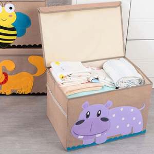 Caja organizadora de almacenamiento de juguetes de bebé de tela no tejida plegable bonita al por mayor diseño de dibujos animados con tapa tallada precio barato - Product Image 5