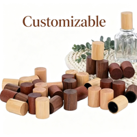Tapas de Madera y Bambú Personalizadas para Botellas de Vidrio de Difusores de Aroma, Tapas Cilíndricas de Madera para Botellas de Spray de Aceites Esenciales y Fragancias