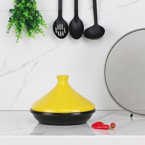 Tagine 32 cm en aluminium antiadhésif avec base à induction, grande tagine marocaine de cuisine avec couvercle en porcelaine - Product Image 3